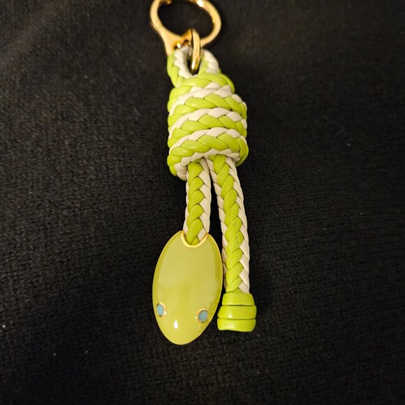 Loewe Snake Knot Charm In Classic Leather Skin Bag Charm- Green Bean/Sea Salt - Picture 4 of 10